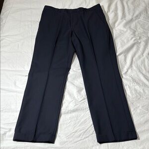 Kenneth Cole, Classic Navy Trousers w/ Muted Pinstripe, 34x31, Relaxed, Cuffed